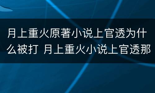 月上重火原著小说上官透为什么被打 月上重火小说上官透那么渣