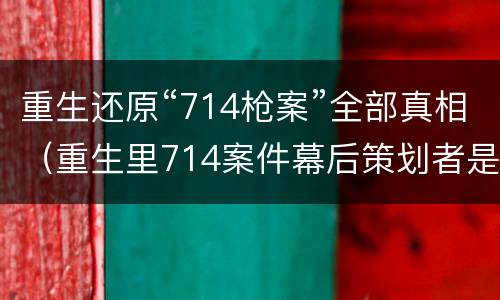 重生还原“714枪案”全部真相（重生里714案件幕后策划者是谁）