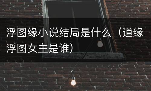 浮图缘小说结局是什么（道缘浮图女主是谁）