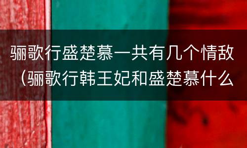 骊歌行盛楚慕一共有几个情敌（骊歌行韩王妃和盛楚慕什么关系）