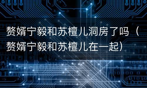 赘婿宁毅和苏檀儿洞房了吗（赘婿宁毅和苏檀儿在一起）