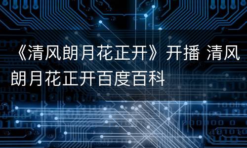 《清风朗月花正开》开播 清风朗月花正开百度百科