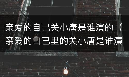 亲爱的自己关小唐是谁演的（亲爱的自己里的关小唐是谁演的）