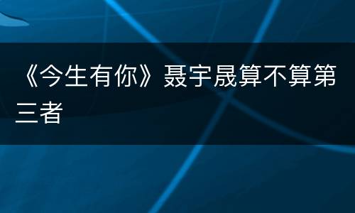 《今生有你》聂宇晟算不算第三者
