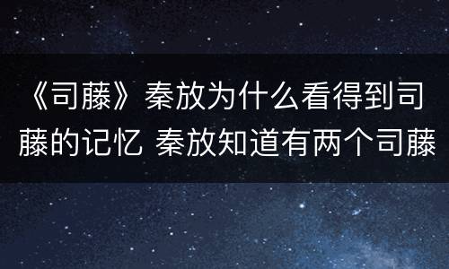 《司藤》秦放为什么看得到司藤的记忆 秦放知道有两个司藤吗