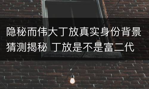 隐秘而伟大丁放真实身份背景猜测揭秘 丁放是不是富二代