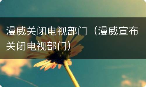 漫威关闭电视部门（漫威宣布关闭电视部门）