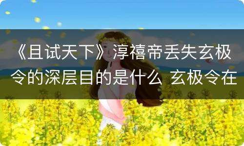 《且试天下》淳禧帝丢失玄极令的深层目的是什么 玄极令在谁手上