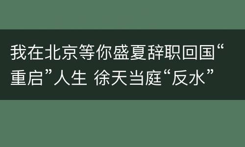 我在北京等你盛夏辞职回国“重启”人生 徐天当庭“反水”