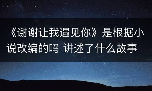 《谢谢让我遇见你》是根据小说改编的吗 讲述了什么故事