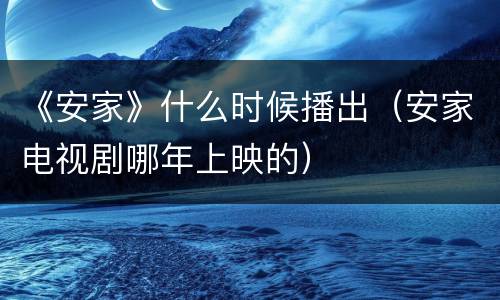 《安家》什么时候播出（安家电视剧哪年上映的）