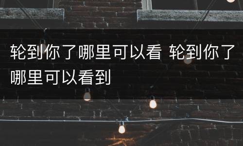 轮到你了哪里可以看 轮到你了哪里可以看到