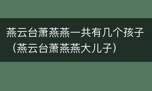 燕云台萧燕燕一共有几个孩子（燕云台萧燕燕大儿子）