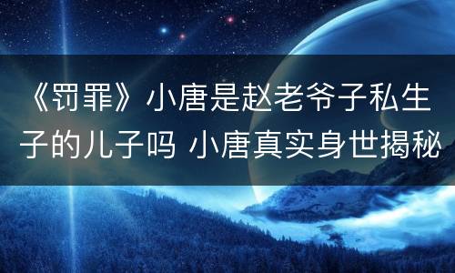 《罚罪》小唐是赵老爷子私生子的儿子吗 小唐真实身世揭秘