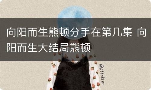 向阳而生熊顿分手在第几集 向阳而生大结局熊顿