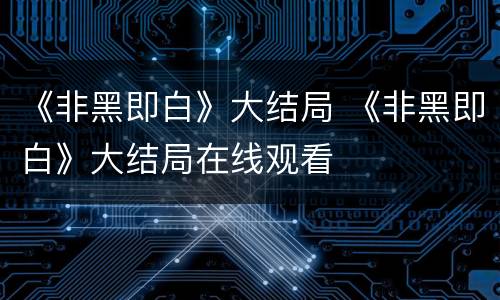 《非黑即白》大结局 《非黑即白》大结局在线观看