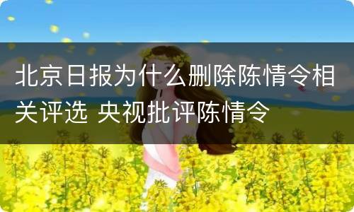 北京日报为什么删除陈情令相关评选 央视批评陈情令
