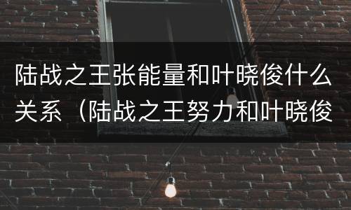 陆战之王张能量和叶晓俊什么关系（陆战之王努力和叶晓俊）