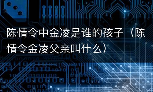 陈情令中金凌是谁的孩子（陈情令金凌父亲叫什么）