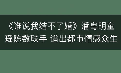 《谁说我结不了婚》潘粤明童瑶陈数联手 谱出都市情感众生相