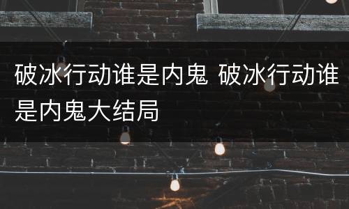 破冰行动谁是内鬼 破冰行动谁是内鬼大结局
