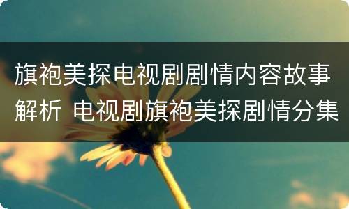 旗袍美探电视剧剧情内容故事解析 电视剧旗袍美探剧情分集介绍