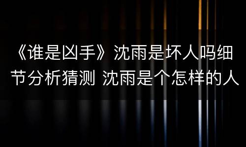 《谁是凶手》沈雨是坏人吗细节分析猜测 沈雨是个怎样的人