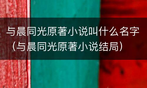 与晨同光原著小说叫什么名字（与晨同光原著小说结局）