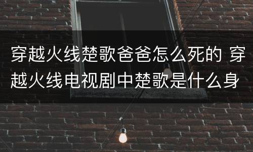 穿越火线楚歌爸爸怎么死的 穿越火线电视剧中楚歌是什么身份