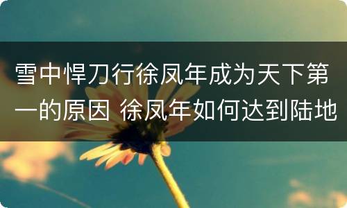 雪中悍刀行徐凤年成为天下第一的原因 徐凤年如何达到陆地天人境界