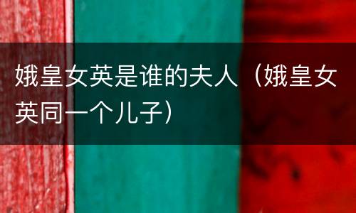 娥皇女英是谁的夫人（娥皇女英同一个儿子）