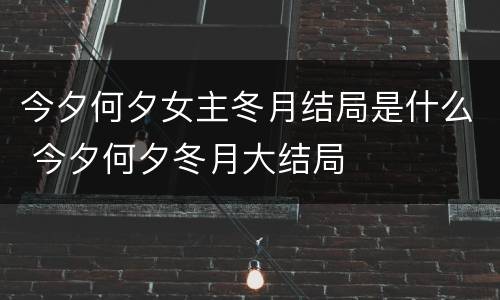 今夕何夕女主冬月结局是什么 今夕何夕冬月大结局