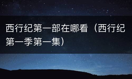 西行纪第一部在哪看（西行纪第一季第一集）