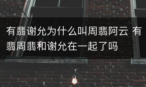 有翡谢允为什么叫周翡阿云 有翡周翡和谢允在一起了吗