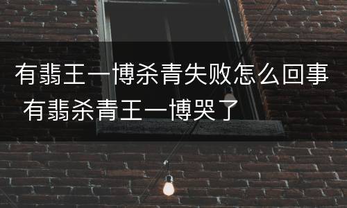 有翡王一博杀青失败怎么回事 有翡杀青王一博哭了