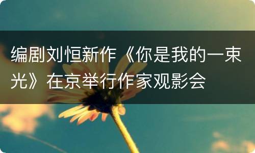 编剧刘恒新作《你是我的一束光》在京举行作家观影会