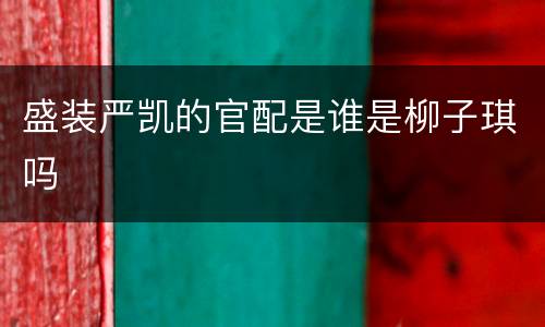 盛装严凯的官配是谁是柳子琪吗