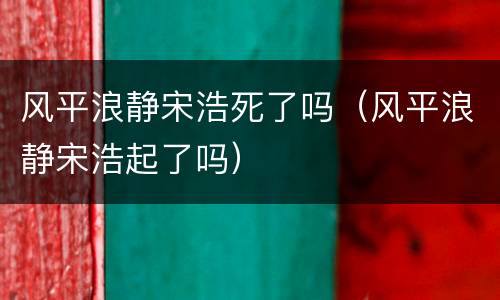 风平浪静宋浩死了吗（风平浪静宋浩起了吗）