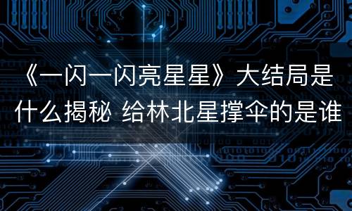 《一闪一闪亮星星》大结局是什么揭秘 给林北星撑伞的是谁
