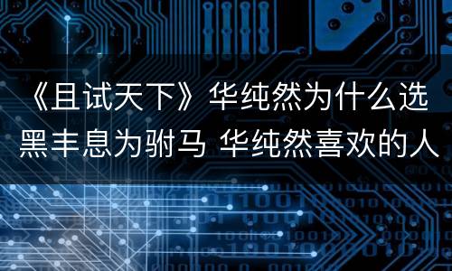 《且试天下》华纯然为什么选黑丰息为驸马 华纯然喜欢的人是谁