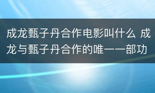 成龙甄子丹合作电影叫什么 成龙与甄子丹合作的唯一一部功夫片
