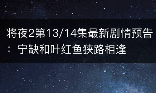 将夜2第13/14集最新剧情预告：宁缺和叶红鱼狭路相逢