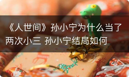 《人世间》孙小宁为什么当了两次小三 孙小宁结局如何