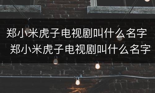郑小米虎子电视剧叫什么名字 郑小米虎子电视剧叫什么名字呢