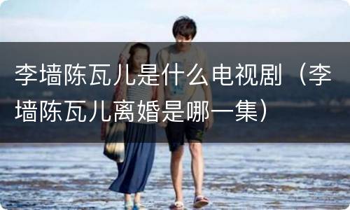 李墙陈瓦儿是什么电视剧（李墙陈瓦儿离婚是哪一集）