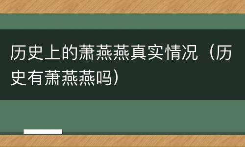 历史上的萧燕燕真实情况（历史有萧燕燕吗）