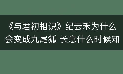 《与君初相识》纪云禾为什么会变成九尾狐 长意什么时候知道纪云禾是为了救他