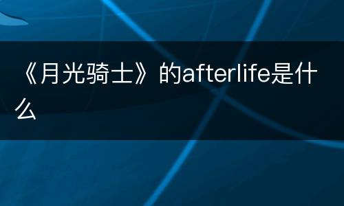 《月光骑士》的afterlife是什么