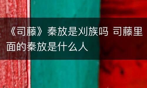 《司藤》秦放是刈族吗 司藤里面的秦放是什么人