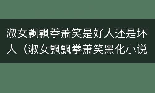 淑女飘飘拳萧笑是好人还是坏人（淑女飘飘拳萧笑黑化小说大全）